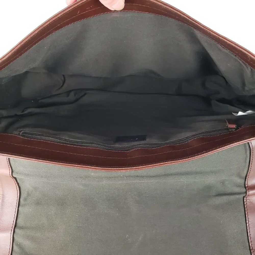 J Crew Cognac Brown Leather Messenger Bag Postal Briefcase Crossbody Satchel